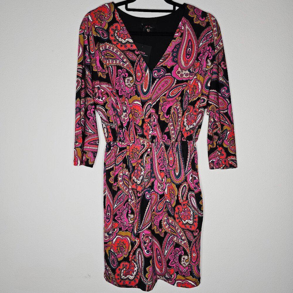NWT Trina Turk Women's Black/Pink Print Dress Size Small